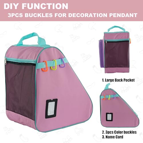 HEXIFUL Skate Bag to Carry Ice Skates, Inline Skates, Roller Skates and Quad Skates for Both Kids and Adults (Violet-Pink/Mint 020) - Image 5