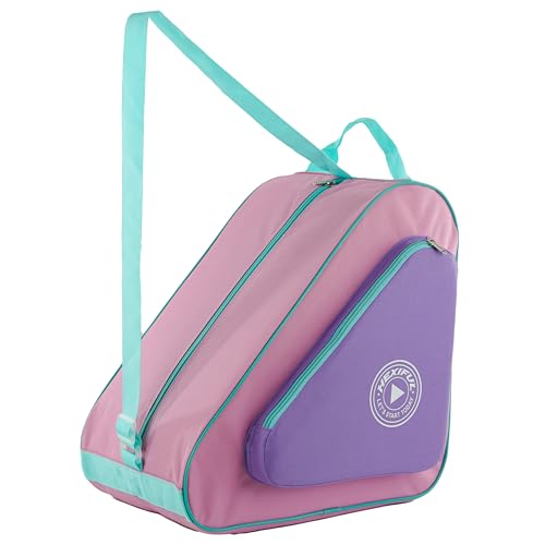 HEXIFUL Skate Bag to Carry Ice Skates, Inline Skates, Roller Skates and Quad Skates for Both Kids and Adults (Violet-Pink/Mint 020) - Image 1