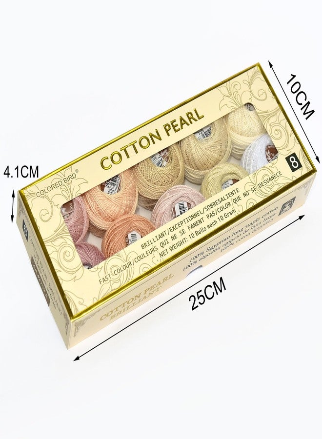 colored bird Double Mercerized Egyptian Long Staple Cotton Pearl Thread Ball 10 Grams Rainbow Color Embroidery Thread 10 Colors per Box for Crochet Hardanger Cross Stitch Hand Embroidery,Light Flesh Color Series - Image 3