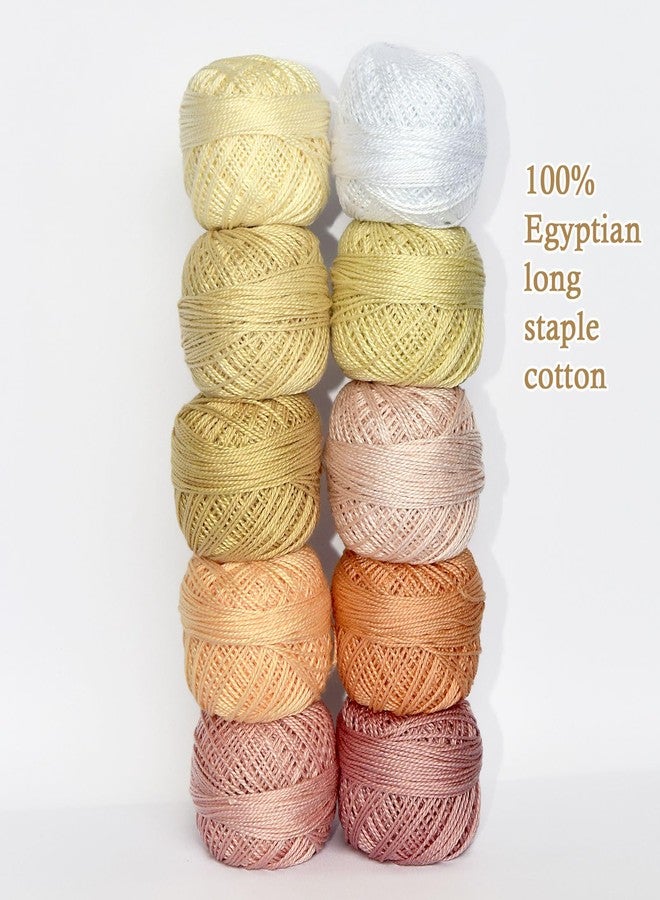 colored bird Double Mercerized Egyptian Long Staple Cotton Pearl Thread Ball 10 Grams Rainbow Color Embroidery Thread 10 Colors per Box for Crochet Hardanger Cross Stitch Hand Embroidery,Light Flesh Color Series - Image 2