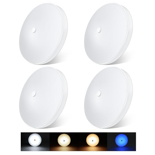 acegoo RV 3CCT 4.5'' LED Ceiling Dome Light, 3000K/4500K/6000K Switchable with Blue Nightlight 12V Puck Light for Motorhome Camper Trailer Boat, Surface Mount w/Dimmer Switch (4 Pcs) - Image 1