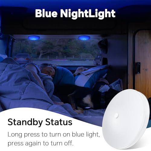 acegoo RV 3CCT 4.5'' LED Ceiling Dome Light, 3000K/4500K/6000K Switchable with Blue Nightlight 12V Puck Light for Motorhome Camper Trailer Boat, Surface Mount w/Dimmer Switch (4 Pcs) - Image 3