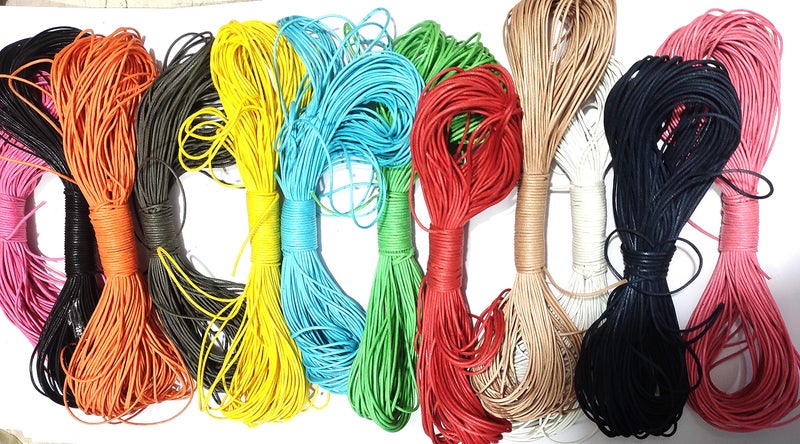 OMX Total 240 Mtr (20 Mtr Each Colour - 12 Colours) Size-1mm Thick Waxed Cotton Cord Thread Beading String for Jewelry Making - Image 1
