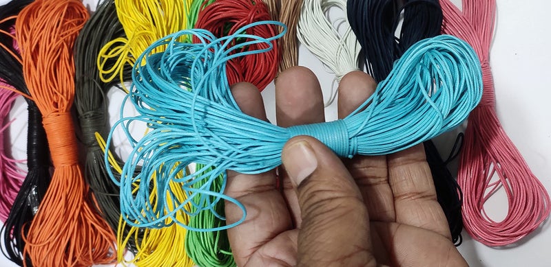 OMX Total 240 Mtr (20 Mtr Each Colour - 12 Colours) Size-1mm Thick Waxed Cotton Cord Thread Beading String for Jewelry Making - Image 3