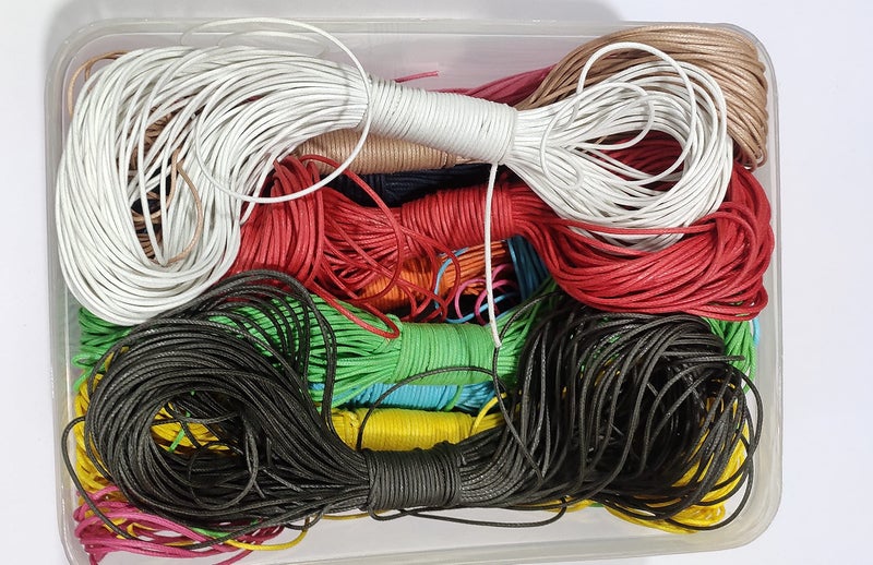 OMX Total 240 Mtr (20 Mtr Each Colour - 12 Colours) Size-1mm Thick Waxed Cotton Cord Thread Beading String for Jewelry Making - Image 5