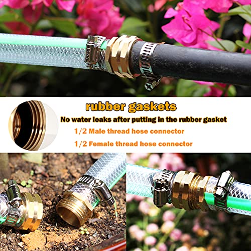 YELUN Solid Brass Garden Hose Repair Connector with Clamps Hose End Repair Kit,Fit for 1/2"Garden Hose Fitting,Male and Female Hose Fittings(1/2"-3 Set) - Image 4