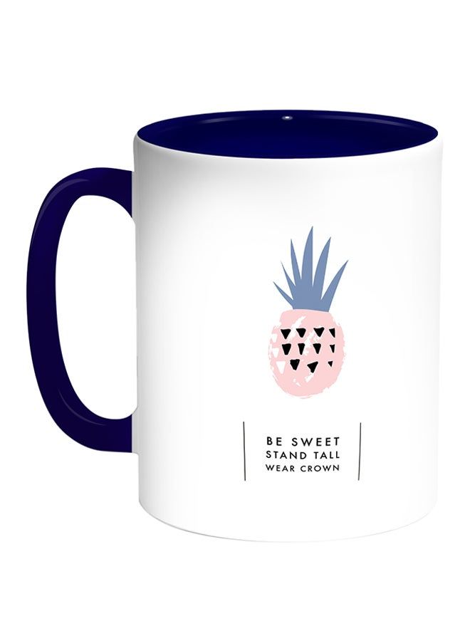 RKN Be Sweet Stand Tall Wear Crown Printed Coffee Mug White/Blue 11ounce - Image 2