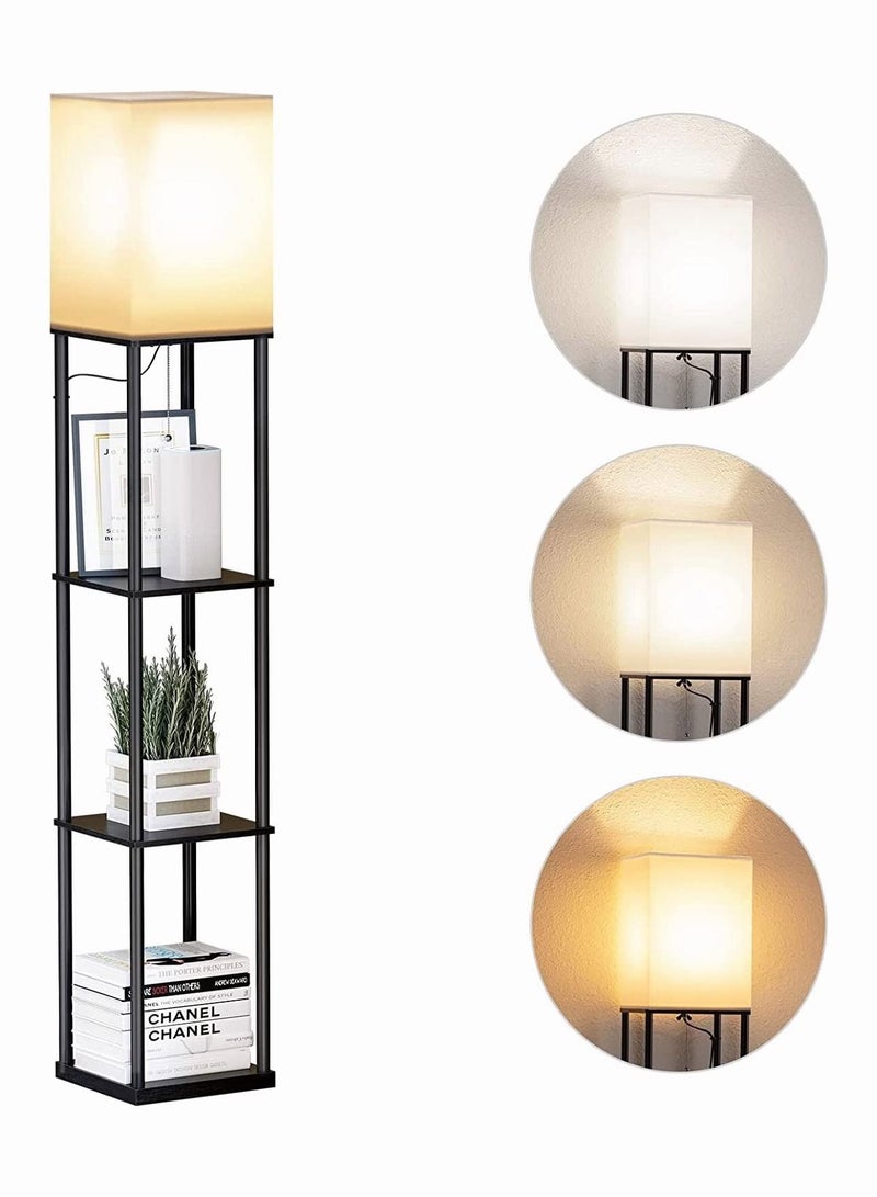 AMINAC Industrial Floor Lamp Standing Lamp with Storage and Bulb Tall Corner Lamp for Living Room Bedroom and Office Black 160x26x26 cm - Image 1