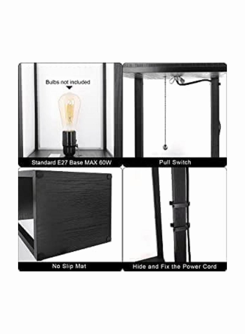 AMINAC Industrial Floor Lamp Standing Lamp with Storage and Bulb Tall Corner Lamp for Living Room Bedroom and Office Black 160x26x26 cm - Image 5