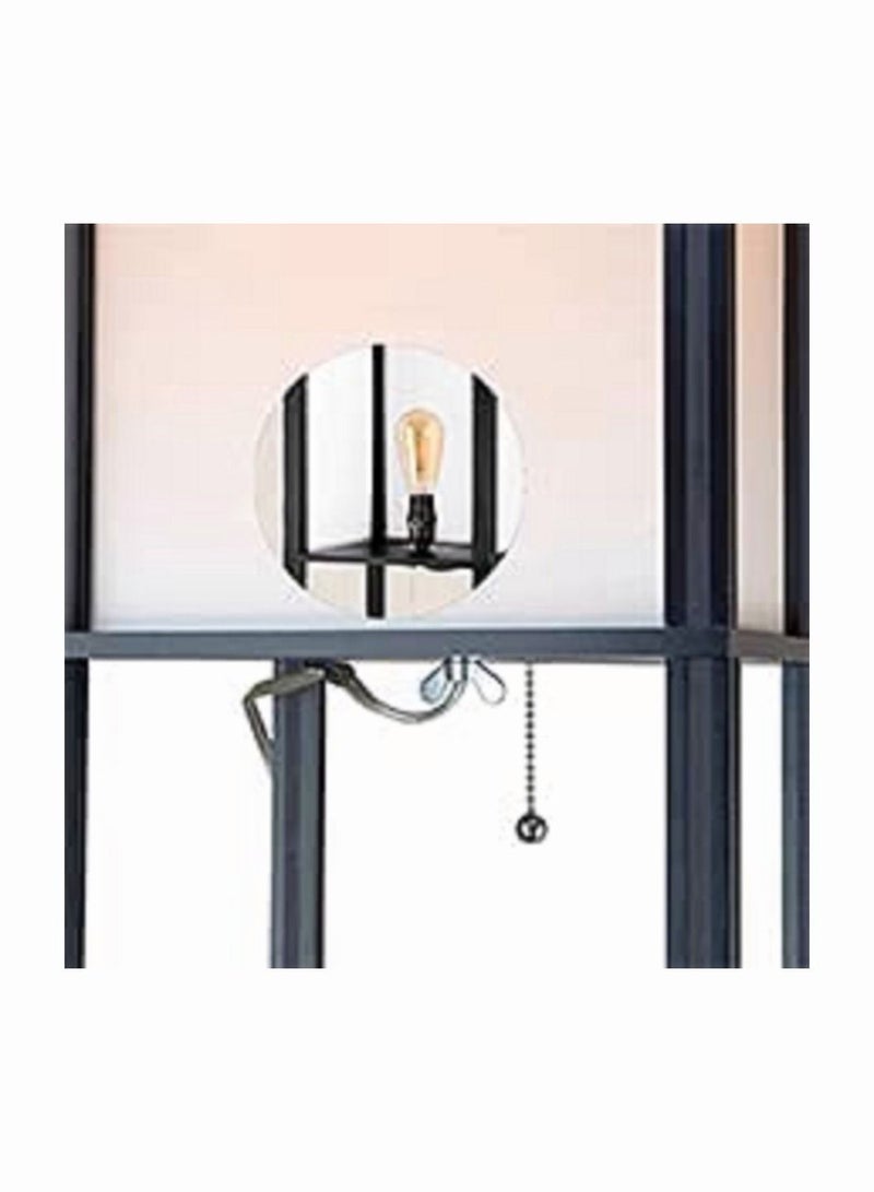 AMINAC Industrial Floor Lamp Standing Lamp with Storage and Bulb Tall Corner Lamp for Living Room Bedroom and Office Black 160x26x26 cm - Image 4