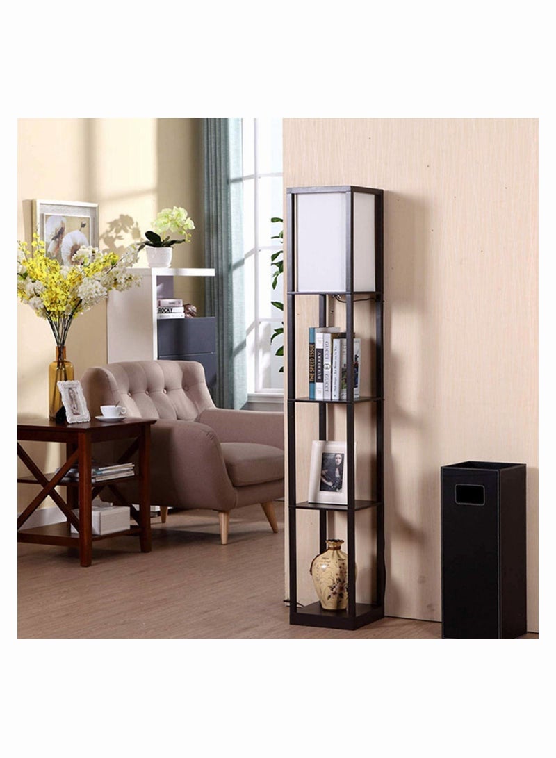 AMINAC Industrial Floor Lamp Standing Lamp with Storage and Bulb Tall Corner Lamp for Living Room Bedroom and Office Black 160x26x26 cm - Image 3