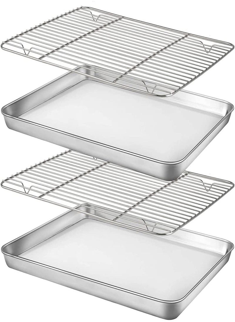 SYOSI Baking Sheet Nonstick Baking Pans with Rack Set 1 Sheets+1 Rack Stainless Steel Cookie Sheet Pan with Cooling Rack for Oven 16" x 12" x 1" Tray Non-Toxic Heavy Duty Easy Clean  - Image 5