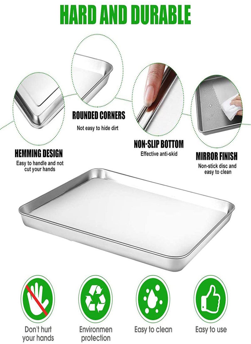 SYOSI Baking Sheet Nonstick Baking Pans with Rack Set 1 Sheets+1 Rack Stainless Steel Cookie Sheet Pan with Cooling Rack for Oven 16" x 12" x 1" Tray Non-Toxic Heavy Duty Easy Clean  - Image 3