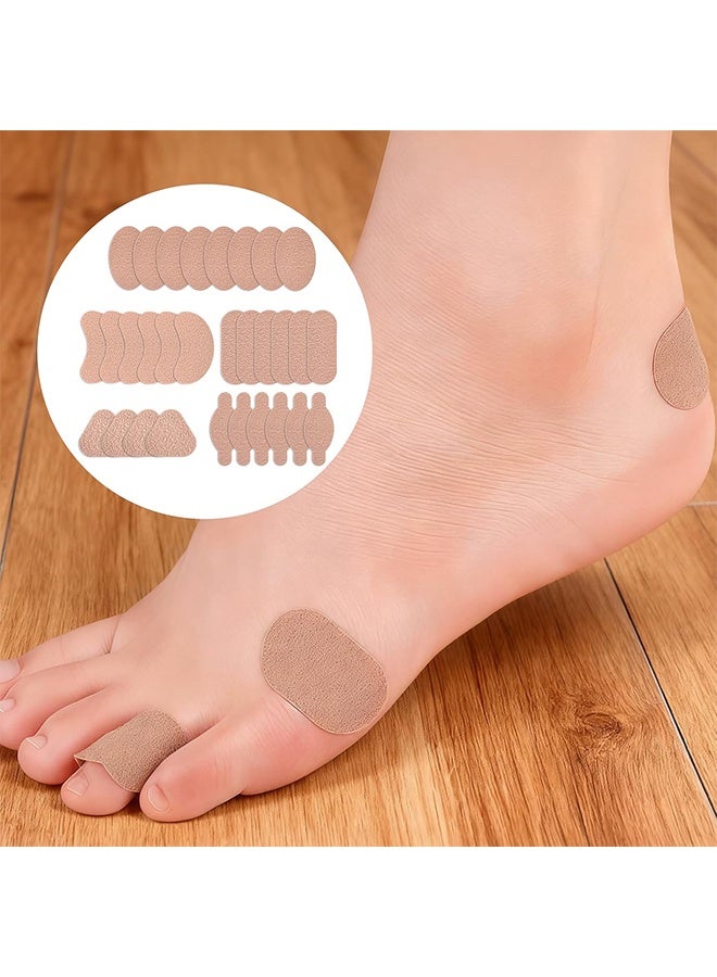 30 قطعة من ضمادات البثور، وسادات البثور للكعب غير المرئي، رقعة لاصقة باللون البيج للقدمين، وأصابع القدم، والكعب، وواقي الجلد (5 أشكال) - Image 3