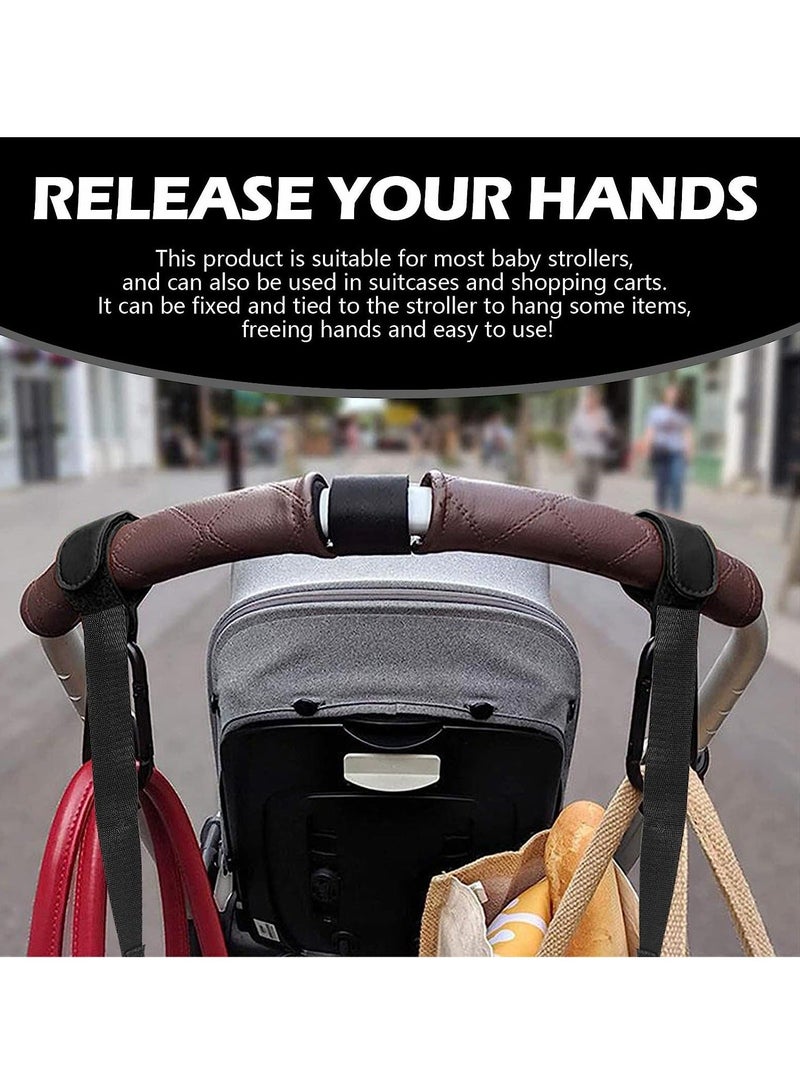 Y&D Stroller Hooks with Safety Wrist Strap, Heavy Duty Jogging Clips, Universal Pram Hook, and Mommy for Hanging Diaper Bags Purses Black, 4Pcs - Image 5