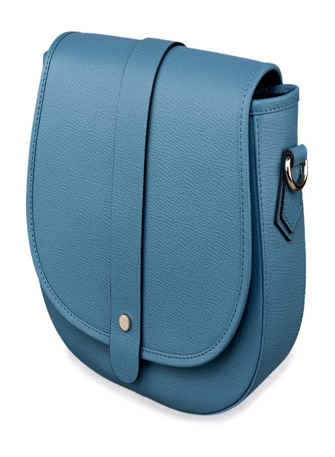MAI SOLI Madonna Genuine Leather Crossbody Sling Bag for Girls and Women with Flap Closure & Detachable Straps (Sky Blue) - Image 3
