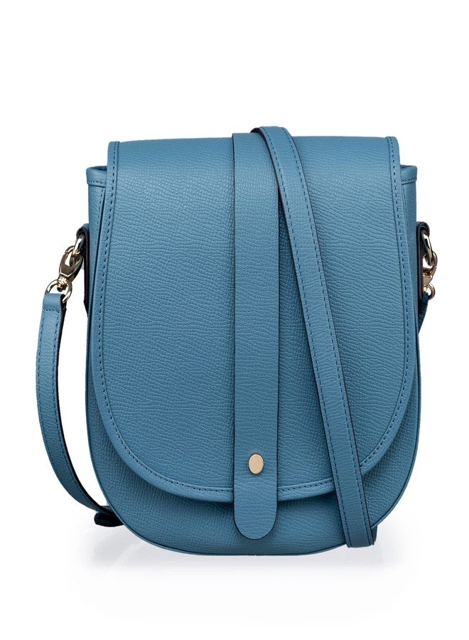 MAI SOLI Madonna Genuine Leather Crossbody Sling Bag for Girls and Women with Flap Closure & Detachable Straps (Sky Blue) - Image 1