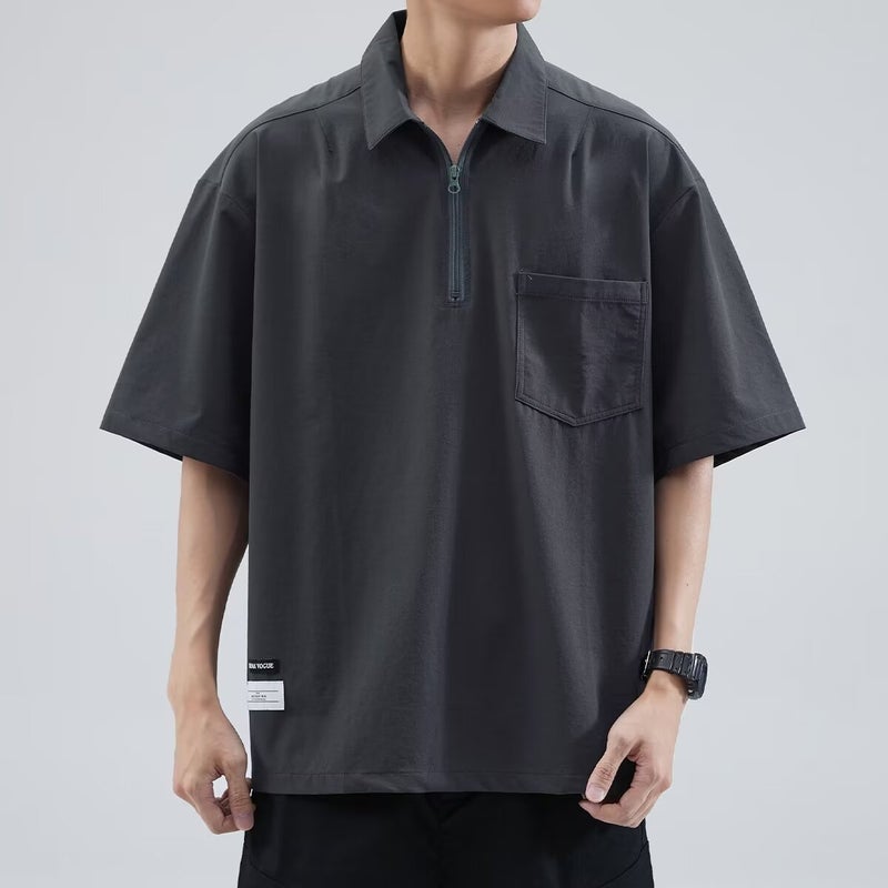 American Trendy Brand Polo Shirt Men'S Short-Sleeved Summer Loose Japanese Style Retro Shirt Collar Casual Half-Sleeved Plus Size T-Shirt - Image 4