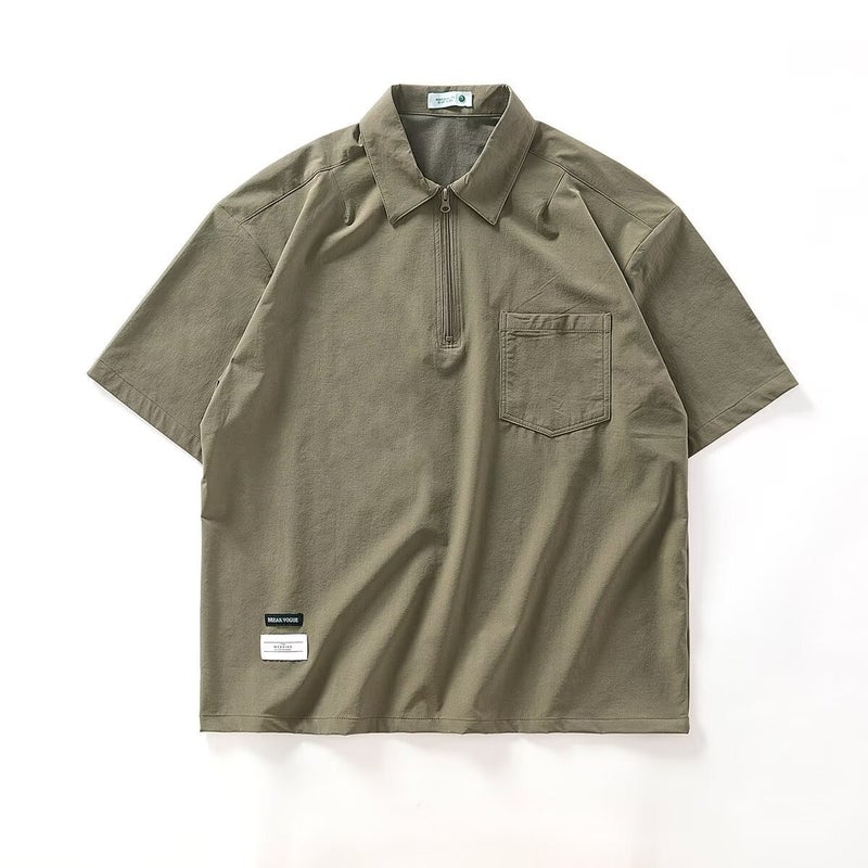 American Trendy Brand Polo Shirt Men'S Short-Sleeved Summer Loose Japanese Style Retro Shirt Collar Casual Half-Sleeved Plus Size T-Shirt - Image 1