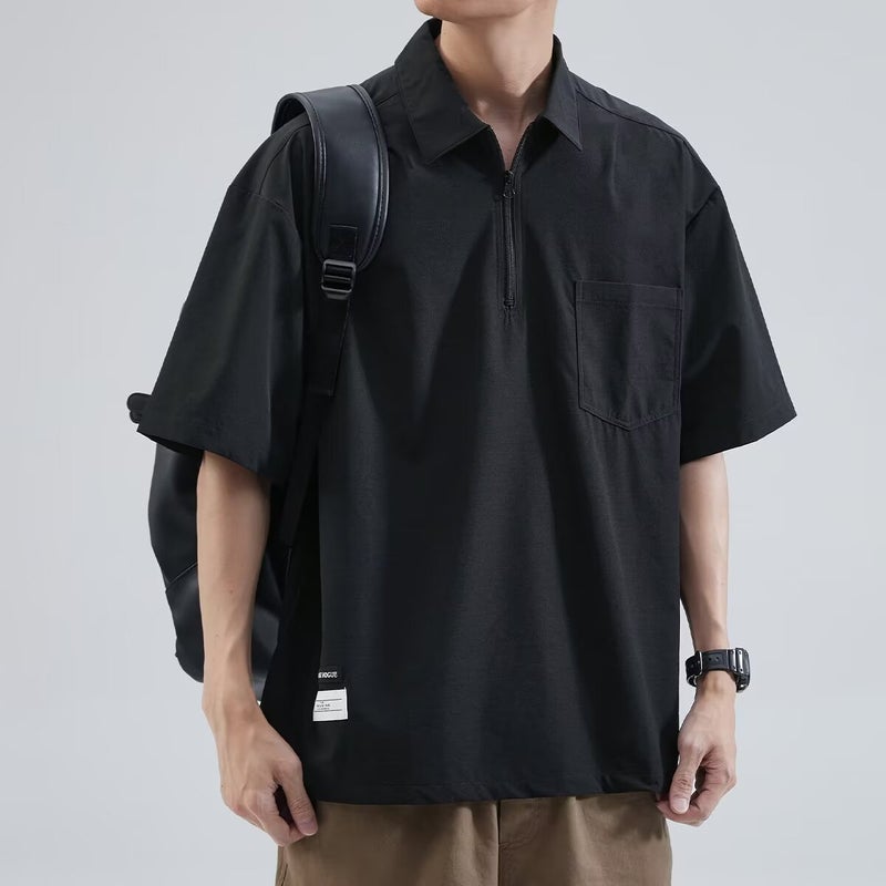 American Trendy Brand Polo Shirt Men'S Short-Sleeved Summer Loose Japanese Style Retro Shirt Collar Casual Half-Sleeved Plus Size T-Shirt - Image 3