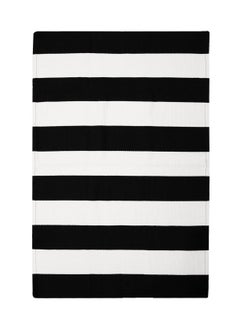 Generic 40*60cm Plain Plaid Floor Mat Home Porch Carpet Festive Atmosphere Decorative Carpet Washable Woven Outdoor Indoor Welcome Mat Suitable for Front Door/Farmhouse/Entrance/Home Entrance Outdoor Carpet (Black and white stripes)  - Image 1