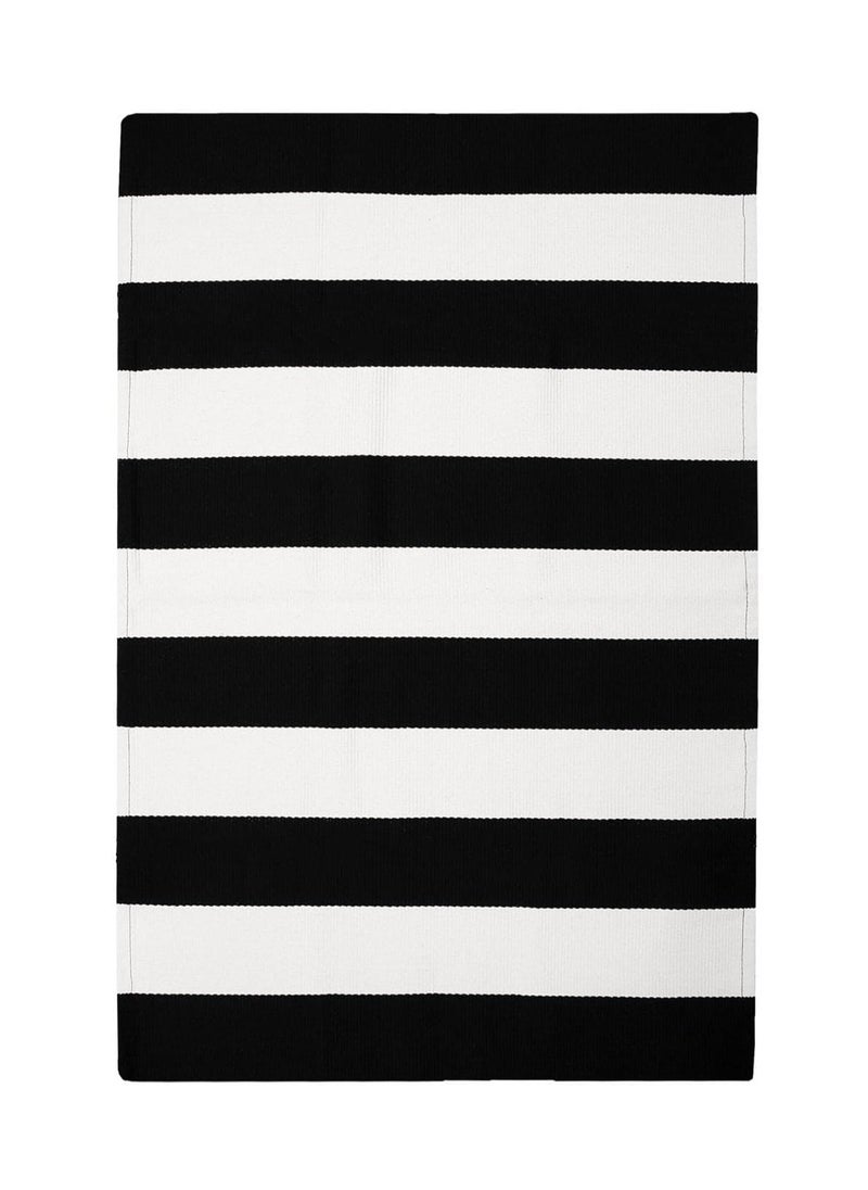Generic 40*60cm Plain Plaid Floor Mat Home Porch Carpet Festive Atmosphere Decorative Carpet Washable Woven Outdoor Indoor Welcome Mat Suitable for Front Door/Farmhouse/Entrance/Home Entrance Outdoor Carpet (Black and white stripes)  - Image 1