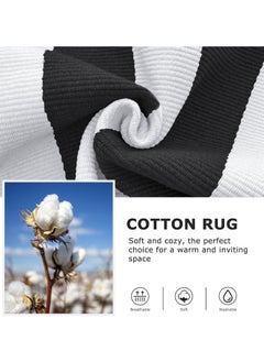 Generic 40*60cm Plain Plaid Floor Mat Home Porch Carpet Festive Atmosphere Decorative Carpet Washable Woven Outdoor Indoor Welcome Mat Suitable for Front Door/Farmhouse/Entrance/Home Entrance Outdoor Carpet (Black and white stripes)  - Image 4