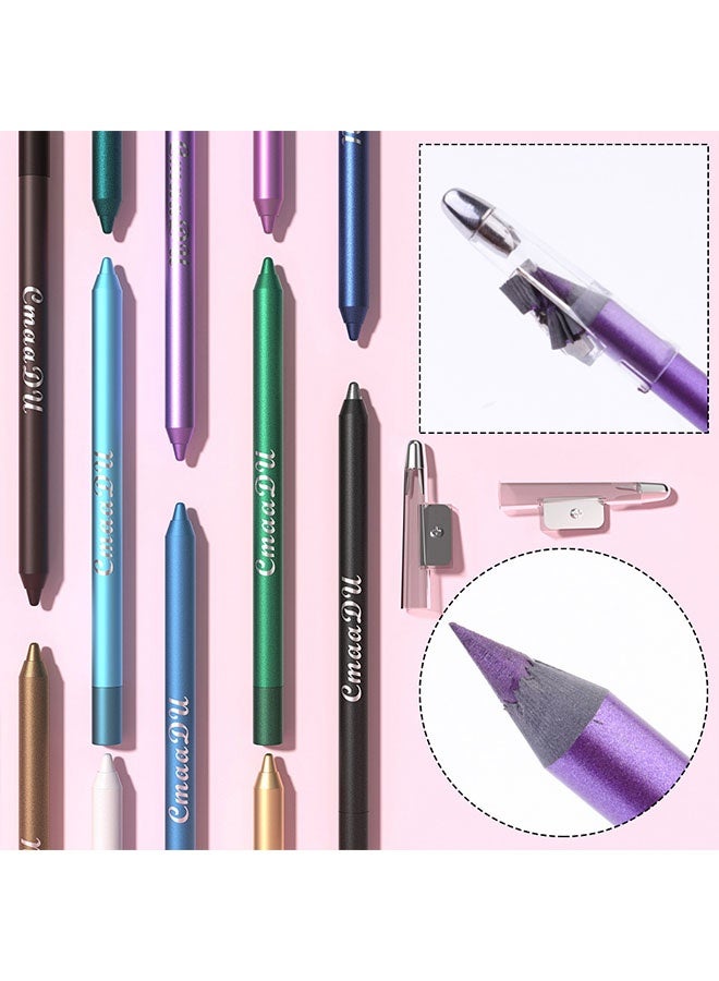 سمادو 12 ألوان ملونة Eyeliner قلم رصاص ، مجموعة Eyeliner متعددة الوظائف مع اثنين من قلم رصاص الحادة ، طويلة الأمد والمقاومة للماء ، سهلة التنظيف ، صبغة الدليل على العين ظلال الحرير قلم للمبتدئين - Image 5