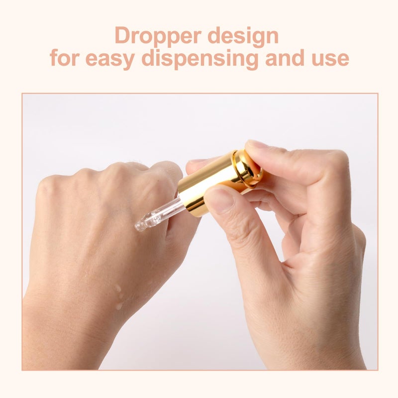 Ellbest 8Pcs 10ml Clear Press Dropper Bottles, Empty Refillable Essential Oil Bottles Container Perfume Cosmetic Bottle Travel Pressing Dropping Bottle, Gold Cap - Image 5