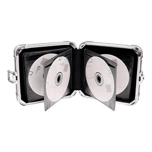 Vaultz Locking CD Case Holder - 24 Disc Storage Capacity, 2.5 x 6.25 x 7 Inch Portable DVD Case Holders w/Carrying Handle - Lockable CD Holder for Car, Travel, Work - Black - Image 3