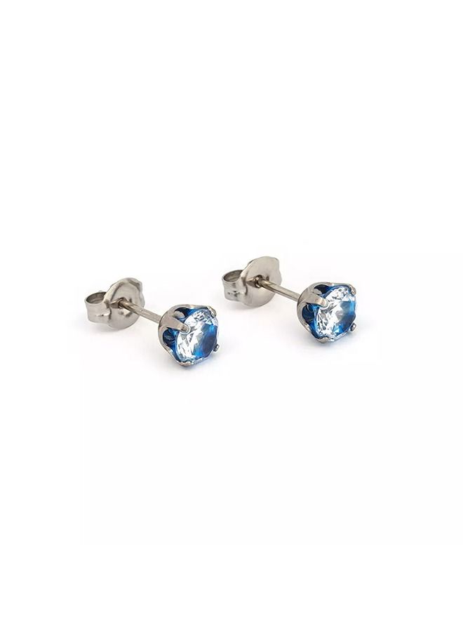 Studex 5MM Cubic Zirconia Blue Allergy-Free Stainless Steel Ear Studs - Image 2