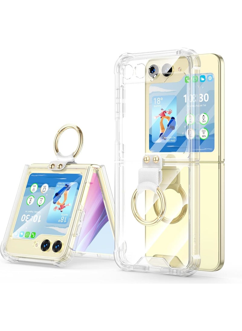 SOLARAE Anti-Fall Shockproof Protective Phone Cover Case, Designed for Samsung Galaxy Z Flip 5 Case Clear with Ring, Compatible with Galaxy Z Flip 5 Case 5 G 2023 (Clear) - Image 1