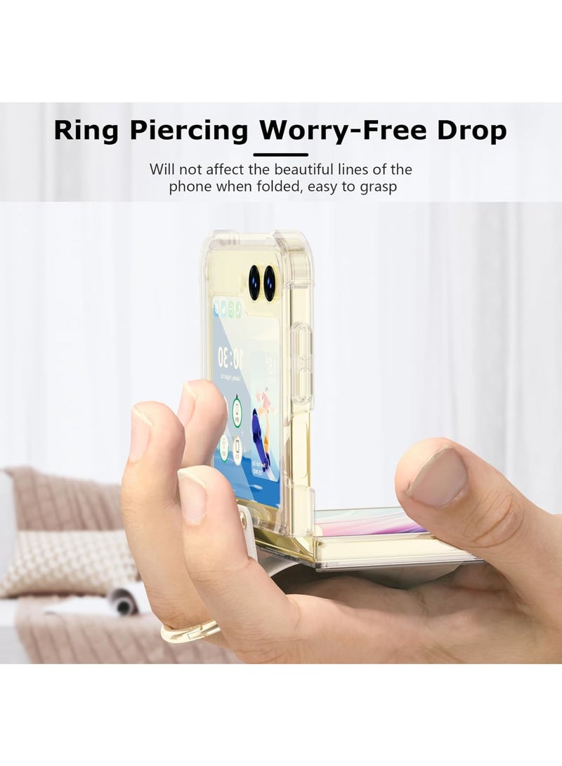 SOLARAE Anti-Fall Shockproof Protective Phone Cover Case, Designed for Samsung Galaxy Z Flip 5 Case Clear with Ring, Compatible with Galaxy Z Flip 5 Case 5 G 2023 (Clear) - Image 2
