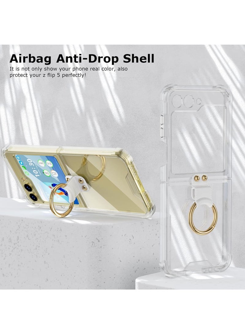 SOLARAE Anti-Fall Shockproof Protective Phone Cover Case, Designed for Samsung Galaxy Z Flip 5 Case Clear with Ring, Compatible with Galaxy Z Flip 5 Case 5 G 2023 (Clear) - Image 4