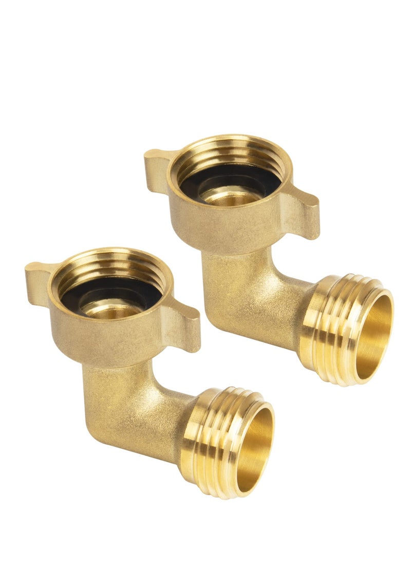 90 Degree Hose Elbow - 3/4 NH Thread,Garden Elbow Connector,Perfect for RV, Washing Machine, Faucet - 2 Pack - Image 1