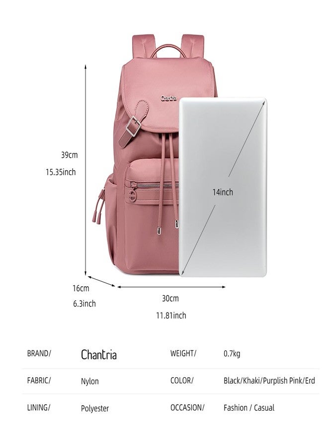 Chantria Laptop Backpack for Women 14-inch Work Office Backpack 18L Capacity Laptop Bag College Bag Water-repellent Casual Backpack for Travel (Nostalgia Rose) - Image 3
