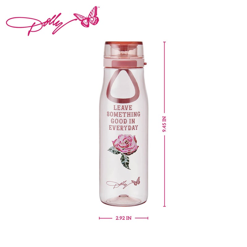 Dolly Parton Water Bottle, Made From Durable Tritan, Leakproof One Touch Flip Lid And Handle For Easy Carrying, 24 Ounce, Pink Rose - Image 2