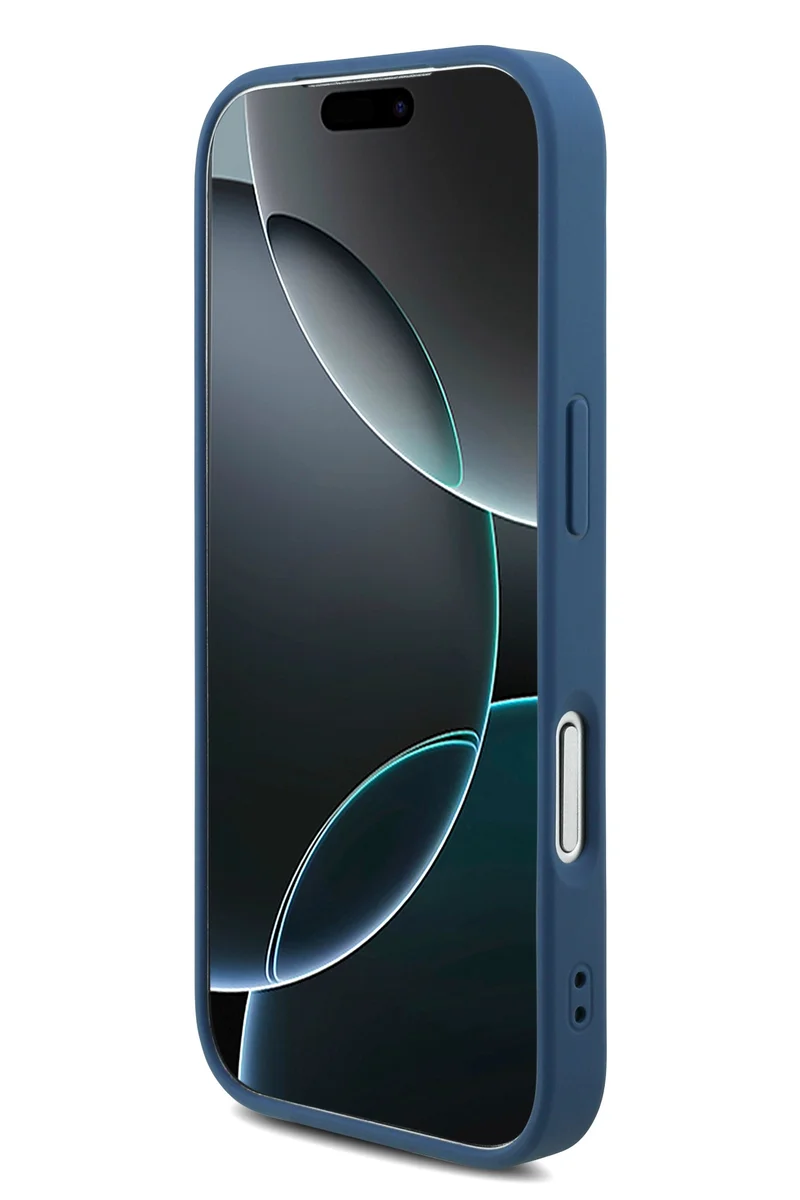 جس جراب جلدي من البولي يوريثان لهاتف iPhone 17 Pro 4G Max مع شعار 4G كبير وشعار كلاسيكي / / تصميم نحيف للغاية / خفيف الوزن / سهل التركيب - ازرق