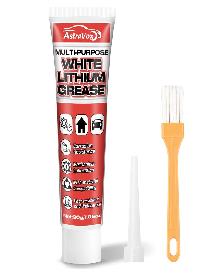 AstraVox White Lithium Grease, Multi-Purpose Lubricant Lithium Grease with Brush for Hinges, Bearings, Gears, and Garage Doors, Ideal for Automotive, Marine, Industrial, and Household Use(1 pcs) - Image 1