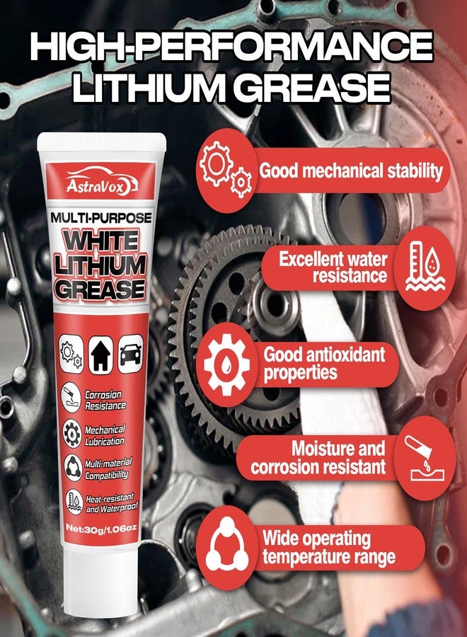 AstraVox White Lithium Grease, Multi-Purpose Lubricant Lithium Grease with Brush for Hinges, Bearings, Gears, and Garage Doors, Ideal for Automotive, Marine, Industrial, and Household Use(1 pcs) - Image 2