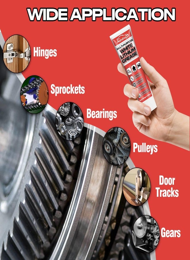 AstraVox White Lithium Grease, Multi-Purpose Lubricant Lithium Grease with Brush for Hinges, Bearings, Gears, and Garage Doors, Ideal for Automotive, Marine, Industrial, and Household Use(1 pcs) - Image 5