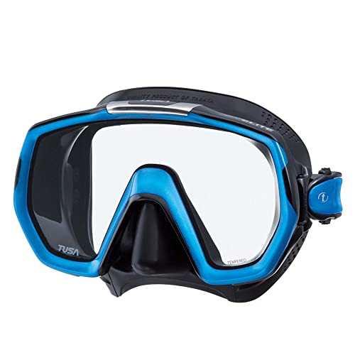 TUSA M-1003 Freedom Elite Scuba Diving Mask, Black/Fishtail Blue - Image 1