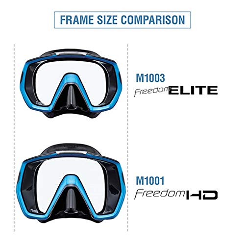 TUSA M-1003 Freedom Elite Scuba Diving Mask, Black/Fishtail Blue - Image 2