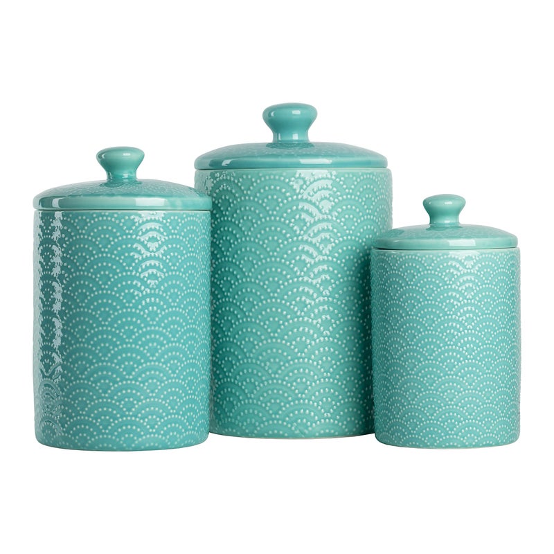 10 Strawberry Street Kitchen Canister 3 Piece Set Tide Blue