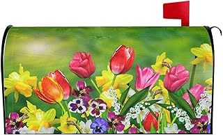Abucaky Abucaky Tulips and Daffodils Flowers Mailbox Cover Magnetic Spring Summer Waterproof Mailbox Wraps Post Letter Box  - Image 1