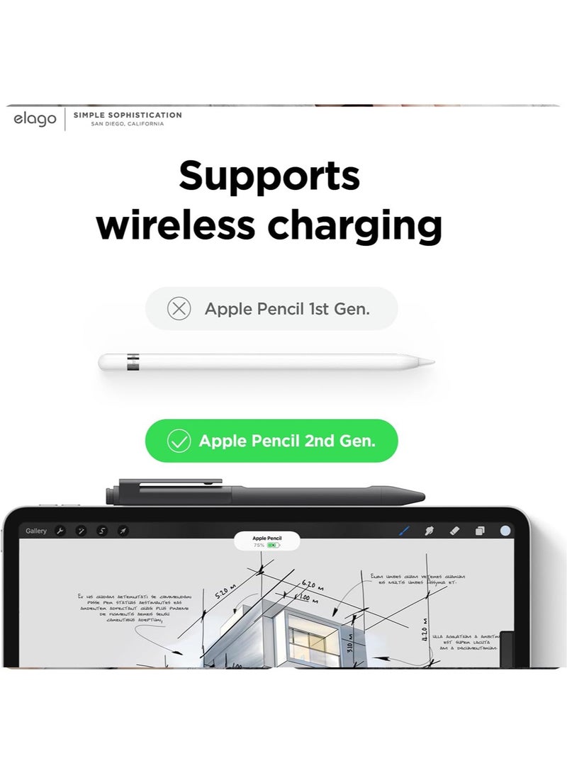 Elago Pencil Clip Silicone for Apple Pencil 2 2nd Generation Tip Case Cover Compatible with Magnetic Charging and Double Tap - Black - Image 2