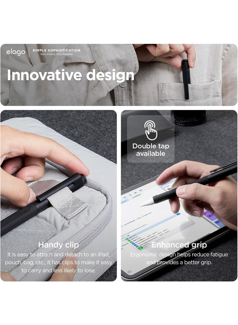 Elago Pencil Clip Silicone for Apple Pencil 2 2nd Generation Tip Case Cover Compatible with Magnetic Charging and Double Tap - Black - Image 3