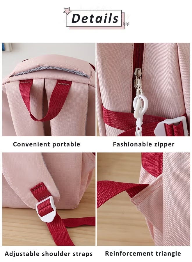 HQ-GAMING 5PCS Backpack Set for Girls, Schoolbag with Cute Bear Accessories - School Bookbag, Shoulder Bag, Handbag, Pen Pouch & Small Bag- Perfect for Student Back to School Supplies (Pink)  - Image 4