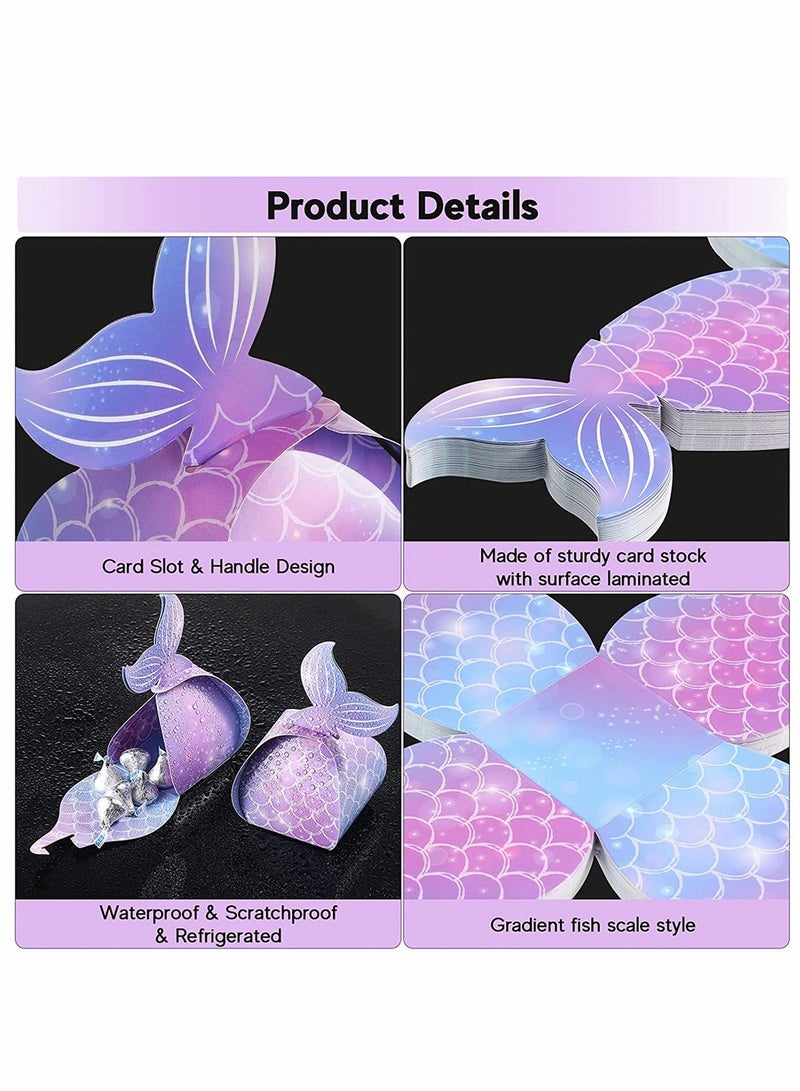 SYOSI Candy Boxes, Mermaid Candy Boxes, Mermaid Tail Treat Boxes, Mermaid Party Favor Boxes, Under The Sea Goodie Bags, Mermaid Theme Birthday Party Supplies, for Birthday Baby Shower Favors, 30 Pieces - Image 3