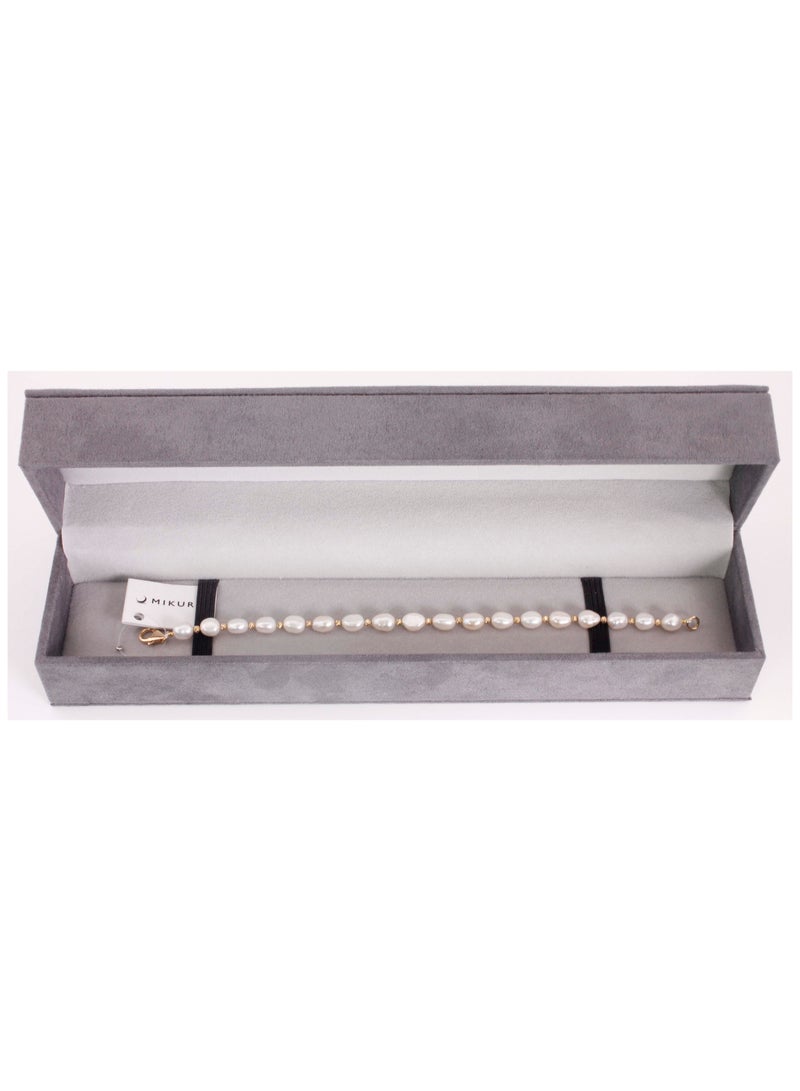 MIKURA Bracelet 1L 19cm, Freshwater Pearls, C Quality, White Color, 6.5-6.0MM, Agw 8.04Gms, 18KY - Image 2